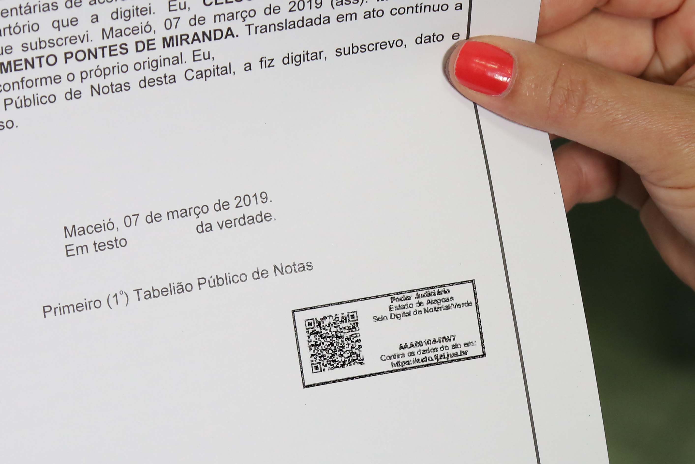 Primeiro documento com QR Code é emitido em cartório de Maceió