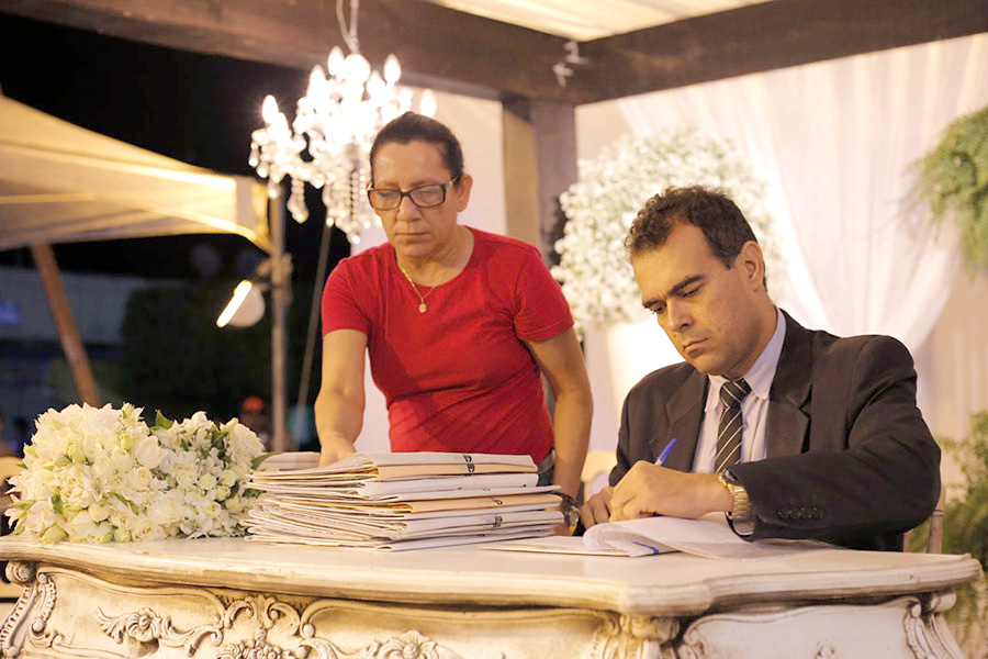 Magistrado André Gêda durante ação da Itinerante, em Capela.