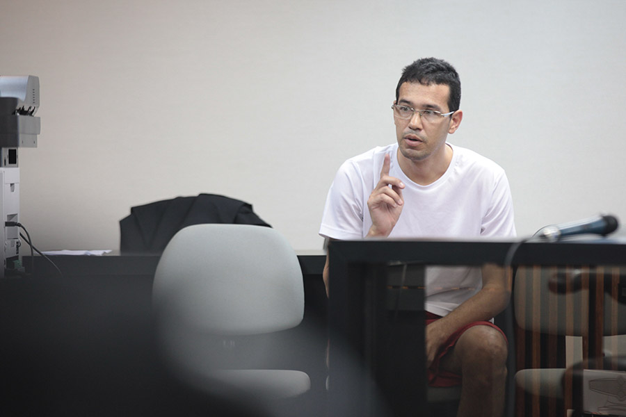 Réu Leonardo Lourenço da Silva, acusado de matar a nutricionista Renata Sá. Foto: Anderson Moreira.