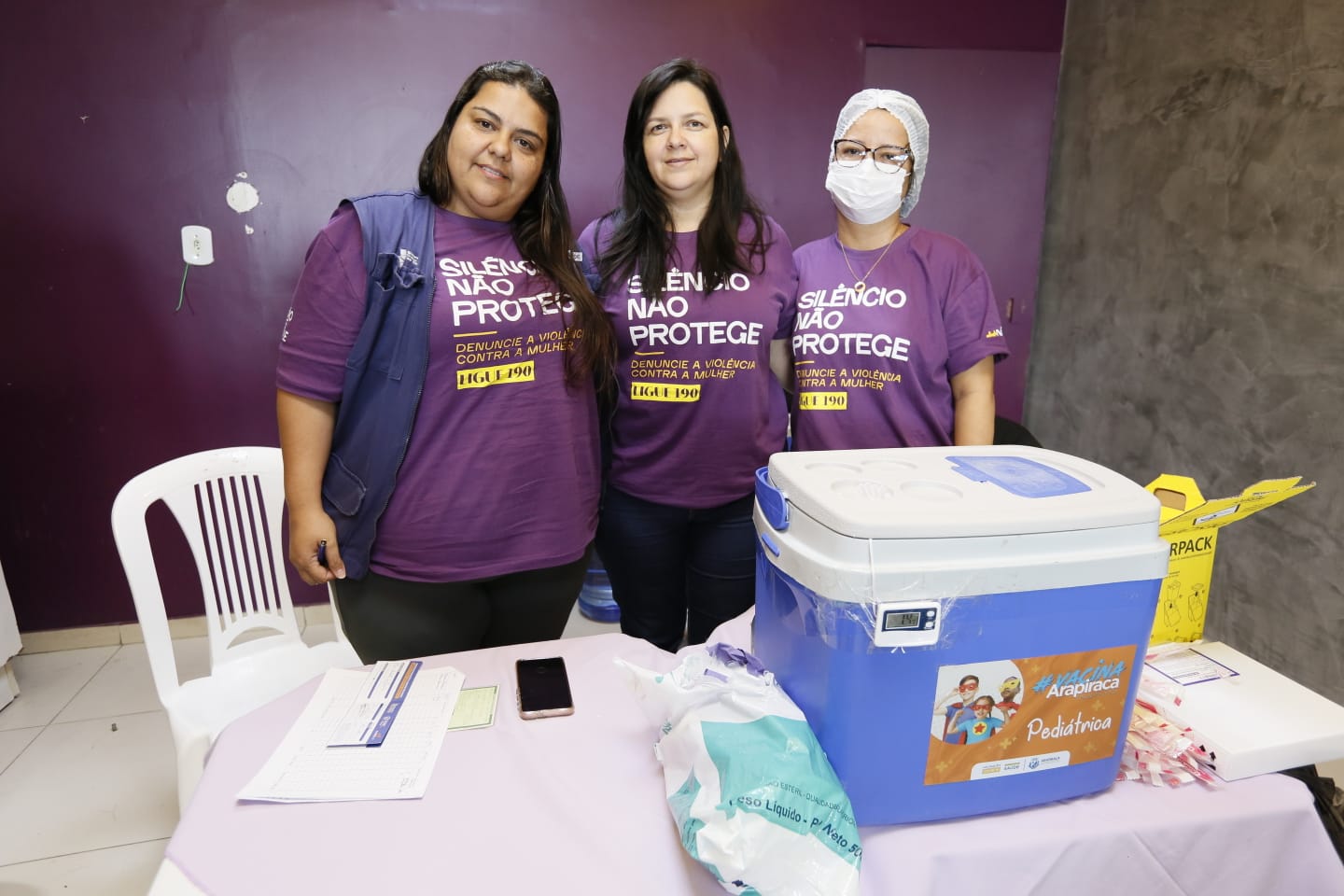 Servidoras da Secretaria Municipal de Saúde de Arapiraca, na Arena do Empoderamento.