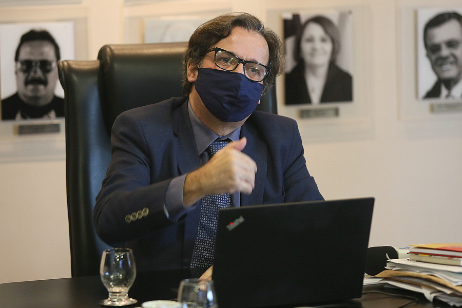 Presidente Tutmés Airan, durante a solenidade virtual.