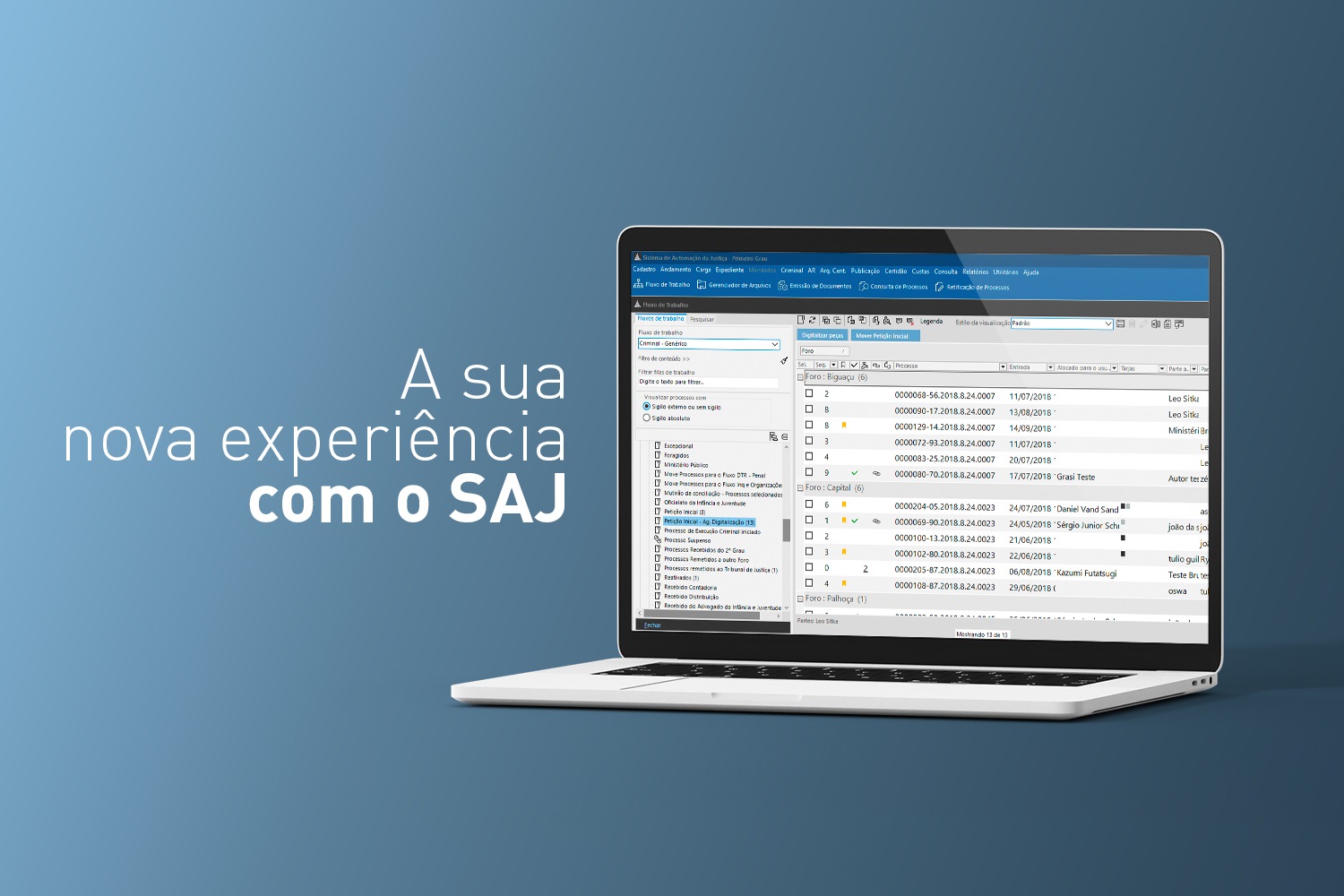 Informações no novo SAJ ficaram mais organizadas.