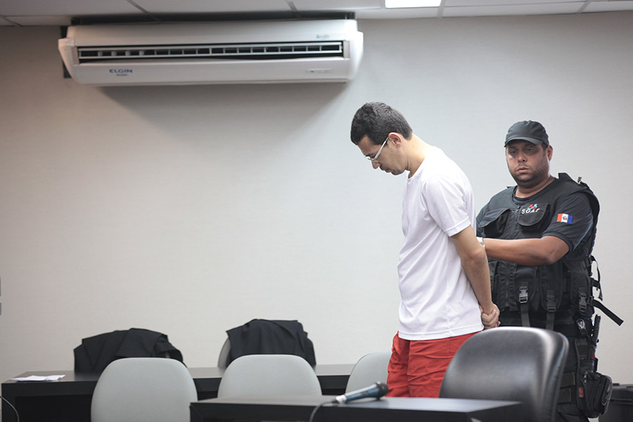 Réu Leonardo Lourenço da Silva, acusado de matar a nutricionista Renata Sá. Foto: Anderson Moreira.